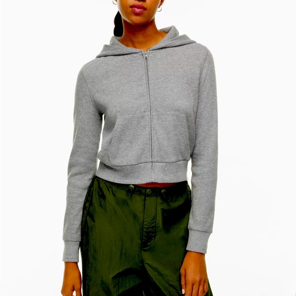 TNA Tops - TNA Waffle zip hoodie in grey size small